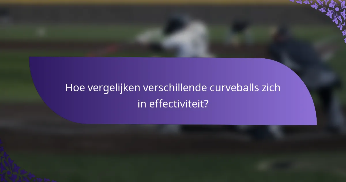 Hoe vergelijken verschillende curveballs zich in effectiviteit?