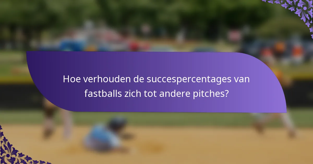 Hoe verhouden de succespercentages van fastballs zich tot andere pitches?