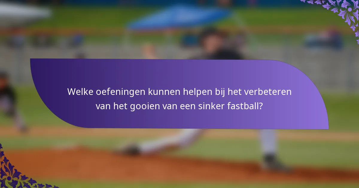 Welke oefeningen kunnen helpen bij het verbeteren van het gooien van een sinker fastball?